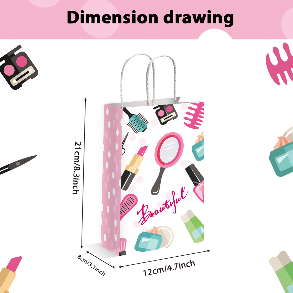12 Pcs Spa Makeup Birthday Party Gift Bags Supplies