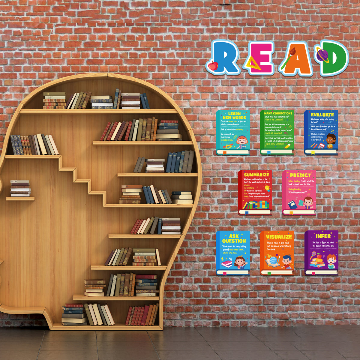 12 Pack Colorful Reading Strategy Posters Classroom Decorations Bulletin Board