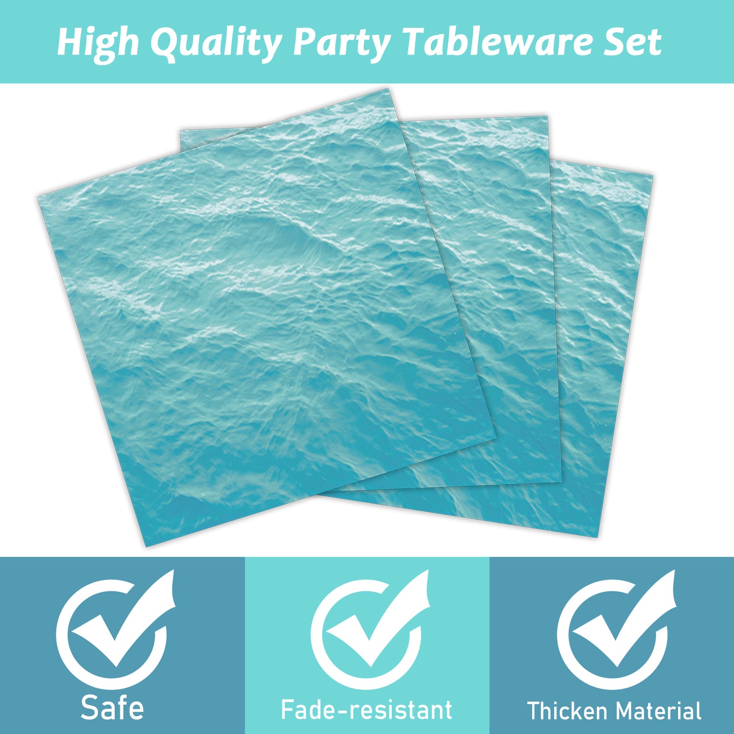 96 Pieces Ocean Sea Party Tableware Set Paper Plates Napkins Forks for 24 Guests