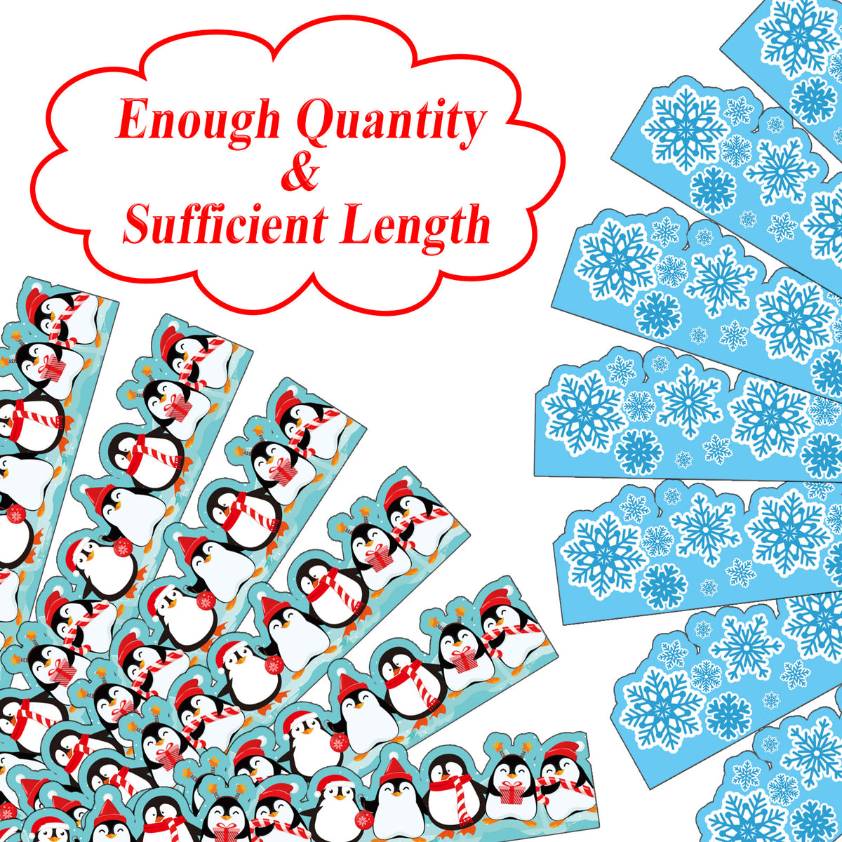 63ft Winter Christmas Bulletin Board Borders Snowflake Penguin Bulletin Board Decorations