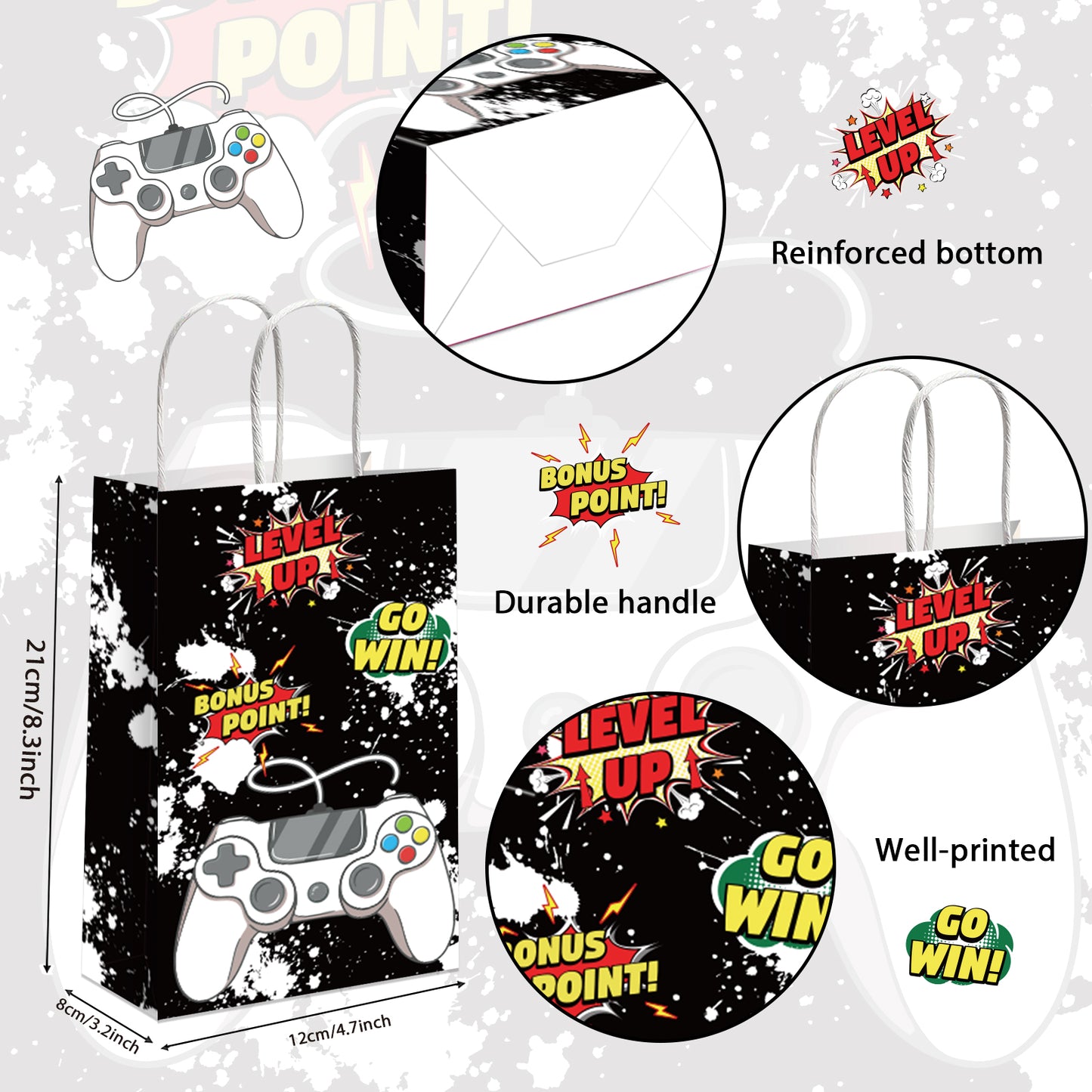 12 Pack Video Game Party Favors Treat Bags