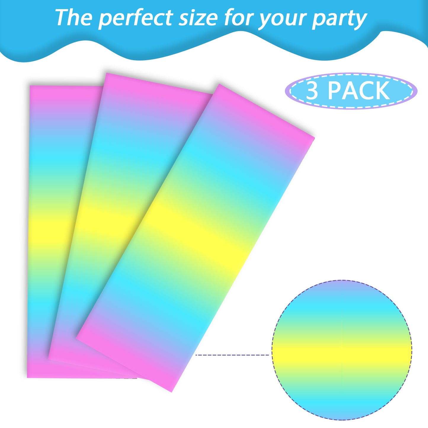 Ombre Party Plastic Tablecloth,Set of 3
