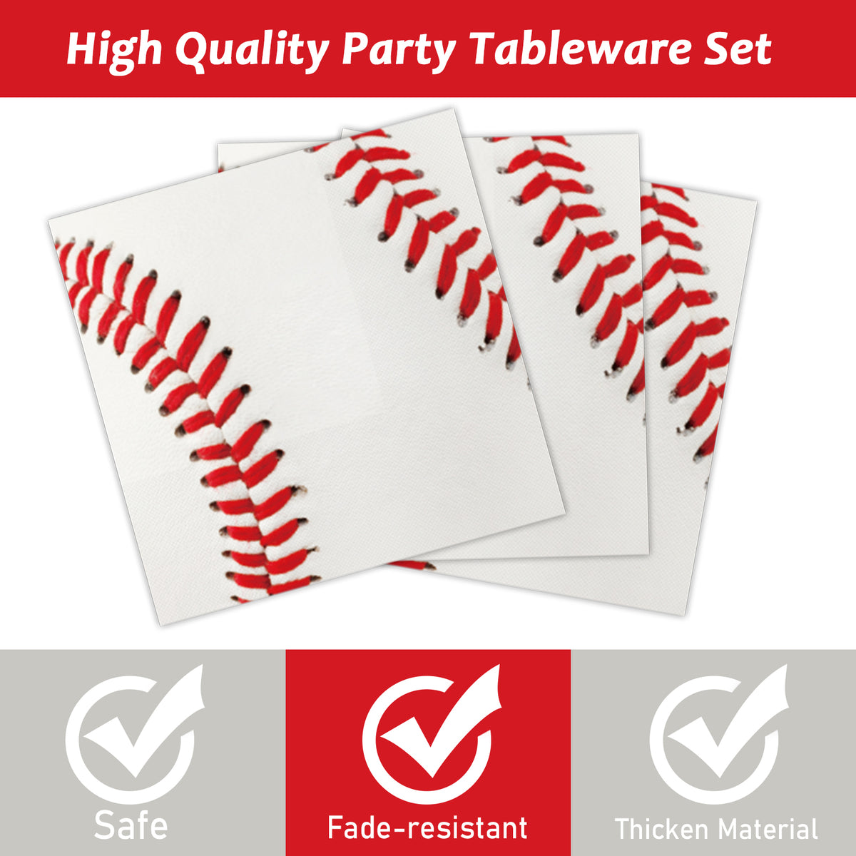Baseball Theme Party Supplies,Plates Napkins Forks Set of 96pcs