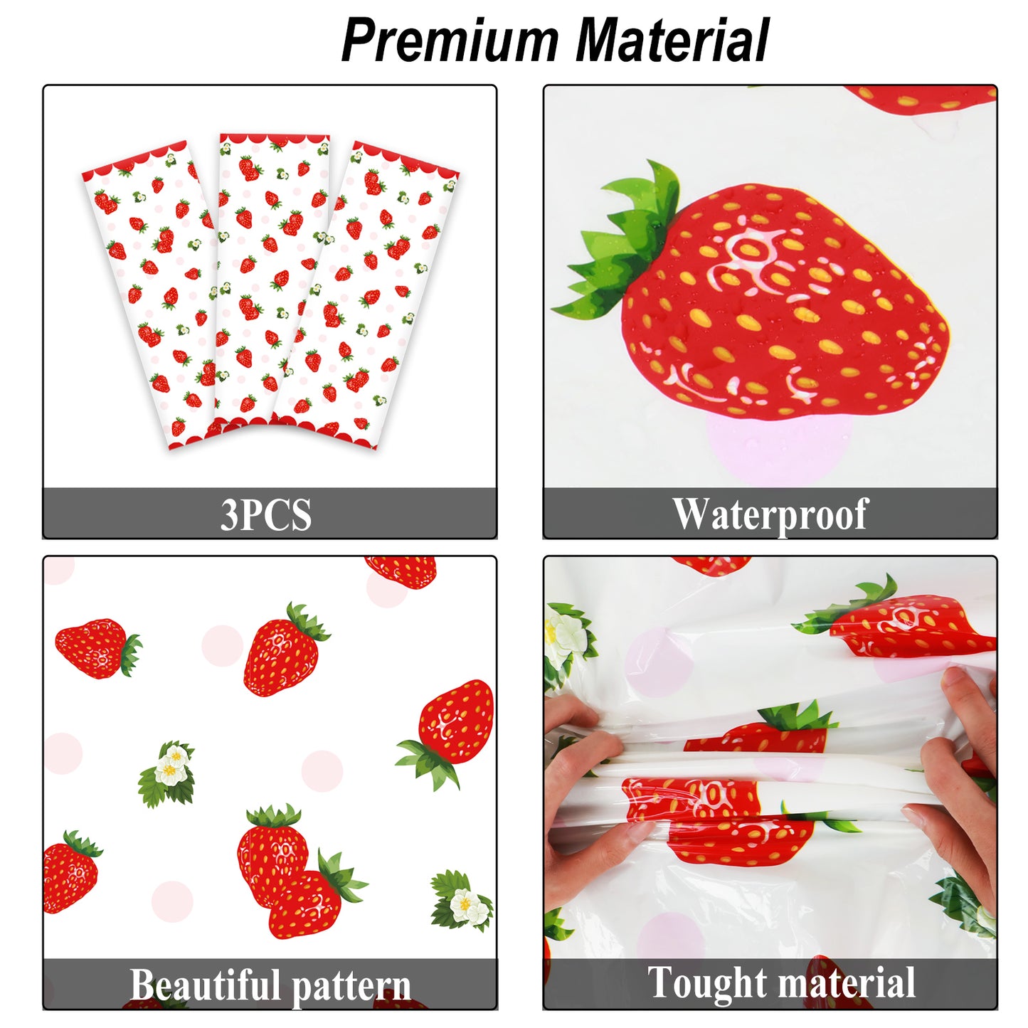3pcs Strawberry Party Tablecloth party Supplies 108 x 51 Inches
