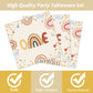 Boho Rainbow Theme Party Supplies,Plates Napkins Forks Set of 96pcs