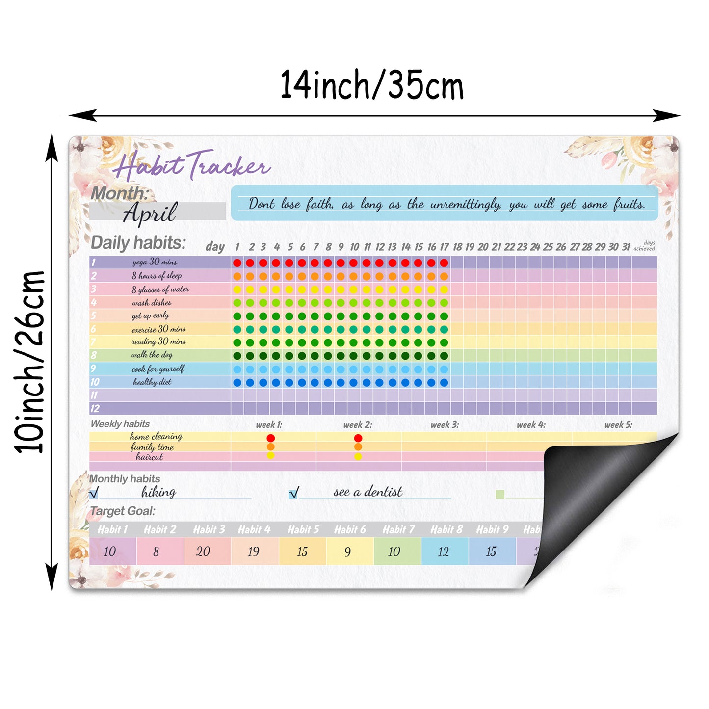 Dry Erase Habit Tracker Calendar Magnetic Refrigerator Organizer