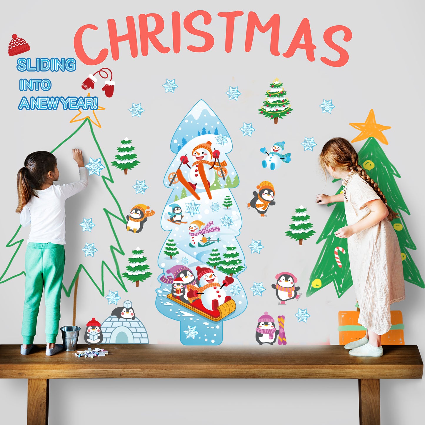 Winter Bulletin Board Decorations Sliding Into A New Year Cutouts