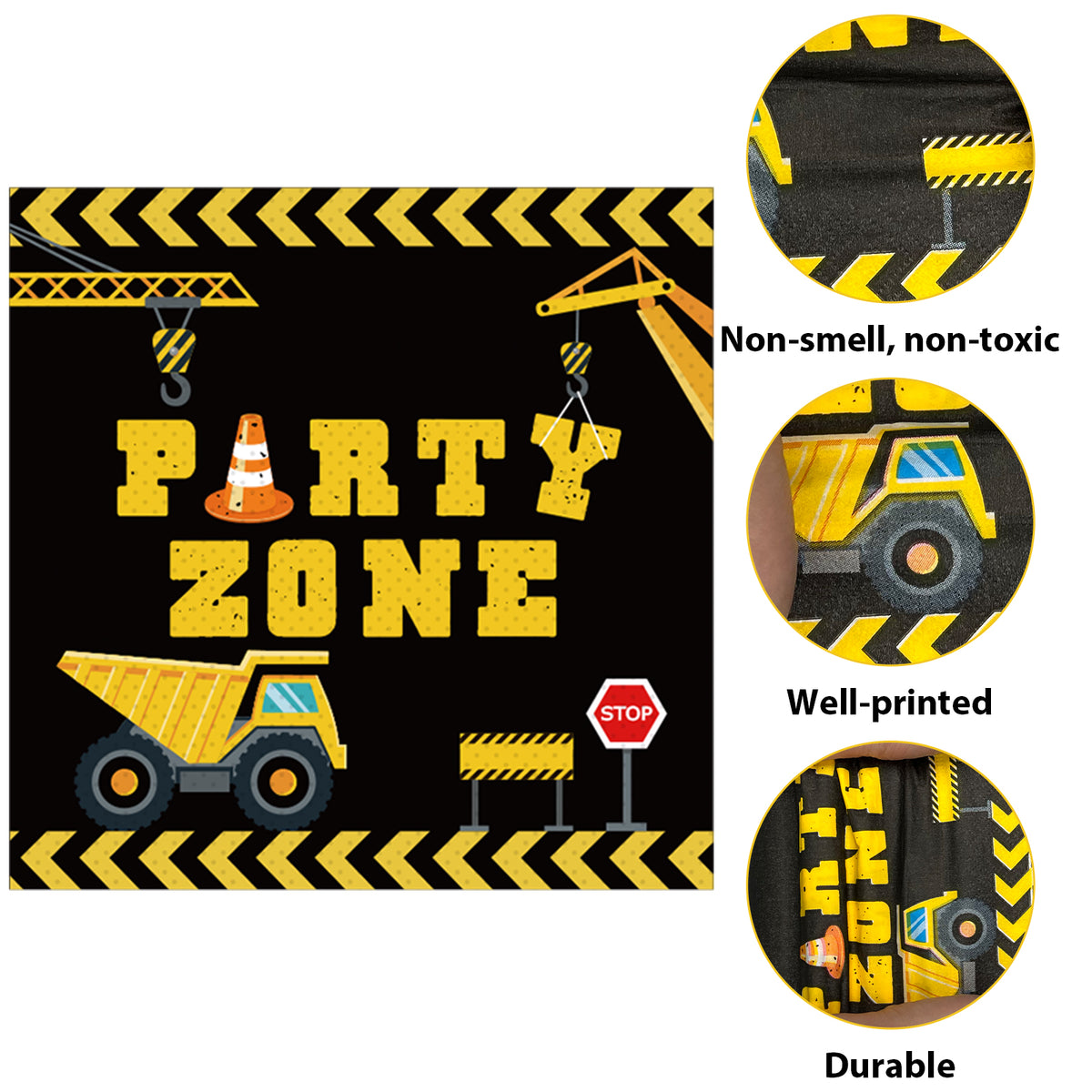 Disposable Construction Theme Party Napkins,Set of 50 Counts