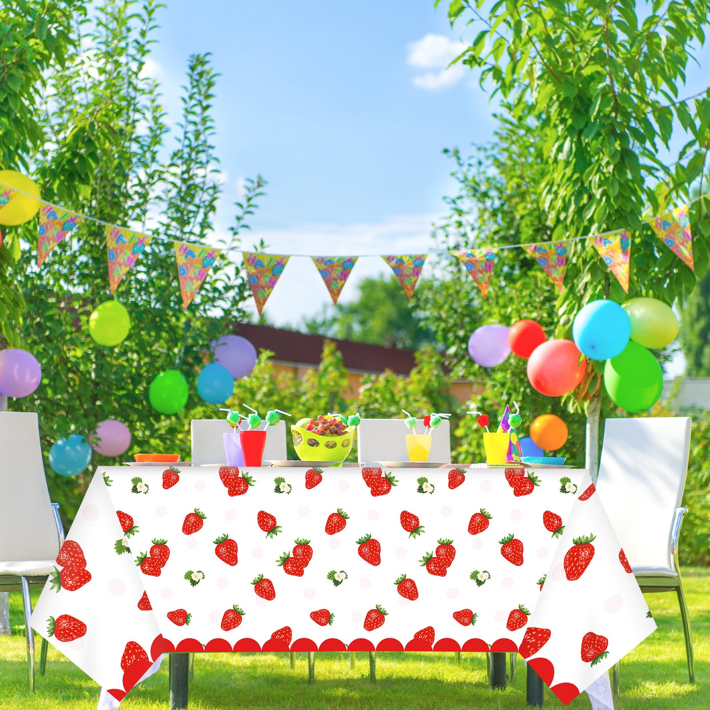 3pcs Strawberry Party Tablecloth party Supplies 108 x 51 Inches