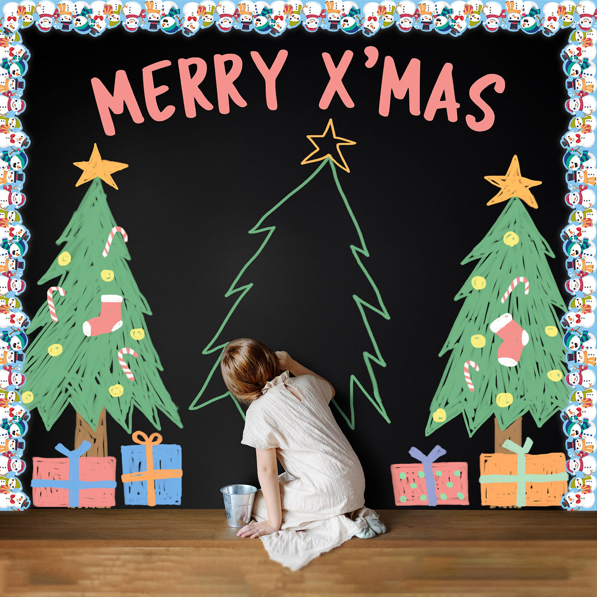63ft Winter Christmas Bulletin Board Borders Snowman Glove Bulletin Board Decorations