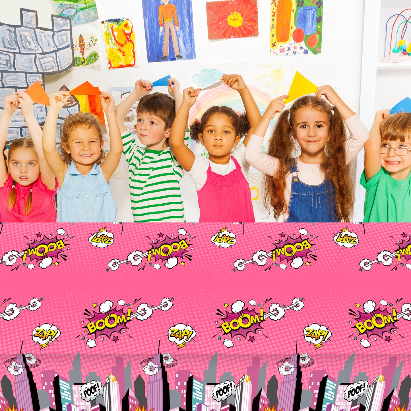 3 Pcs of Super Heroine Party Tablecloth Party Supplies 108 x 51 inch