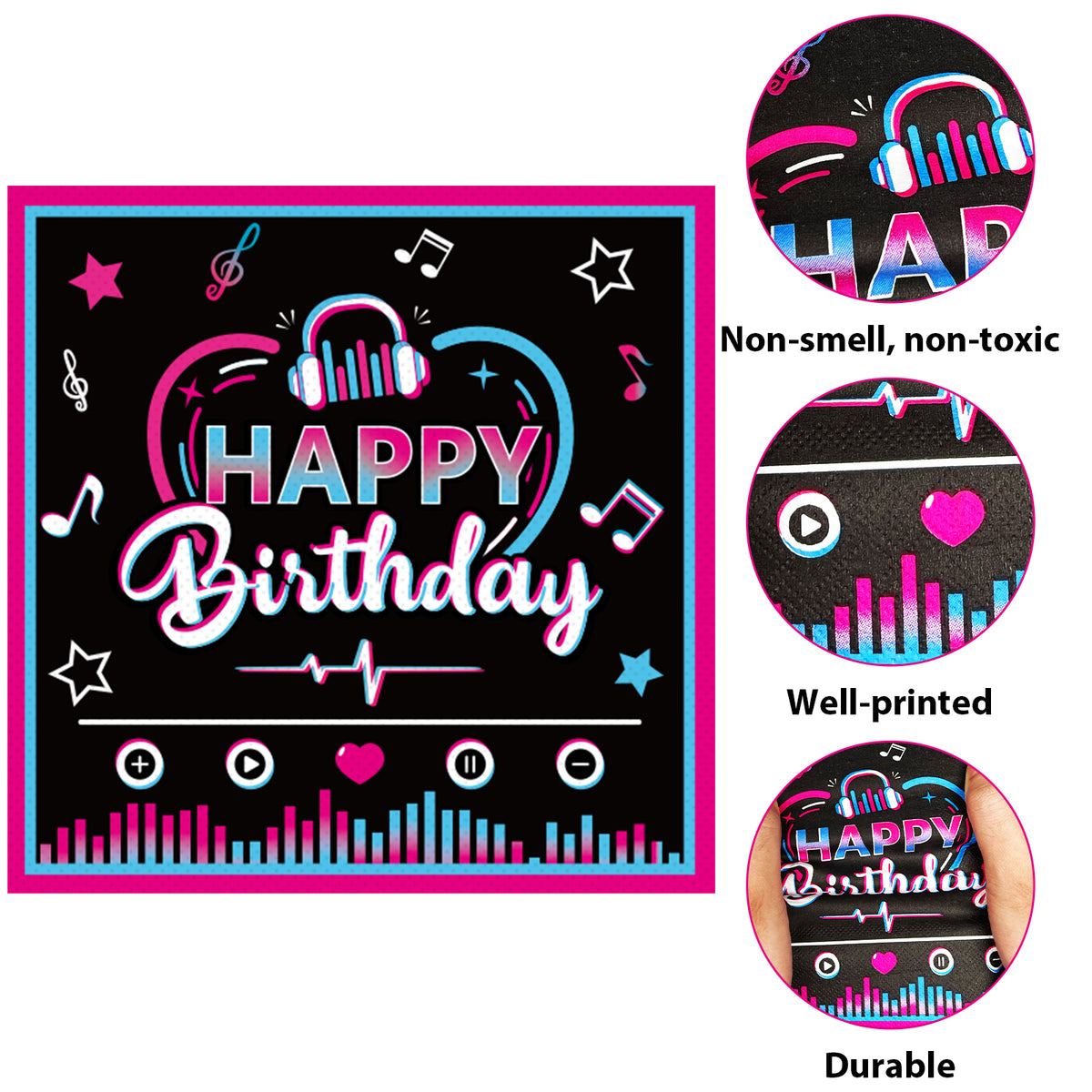 Disposable Music Theme Party Napkins,Set of 50 Counts