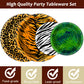 Jungle Theme Party Supplies,Plates Napkins Forks Set of 96pcs