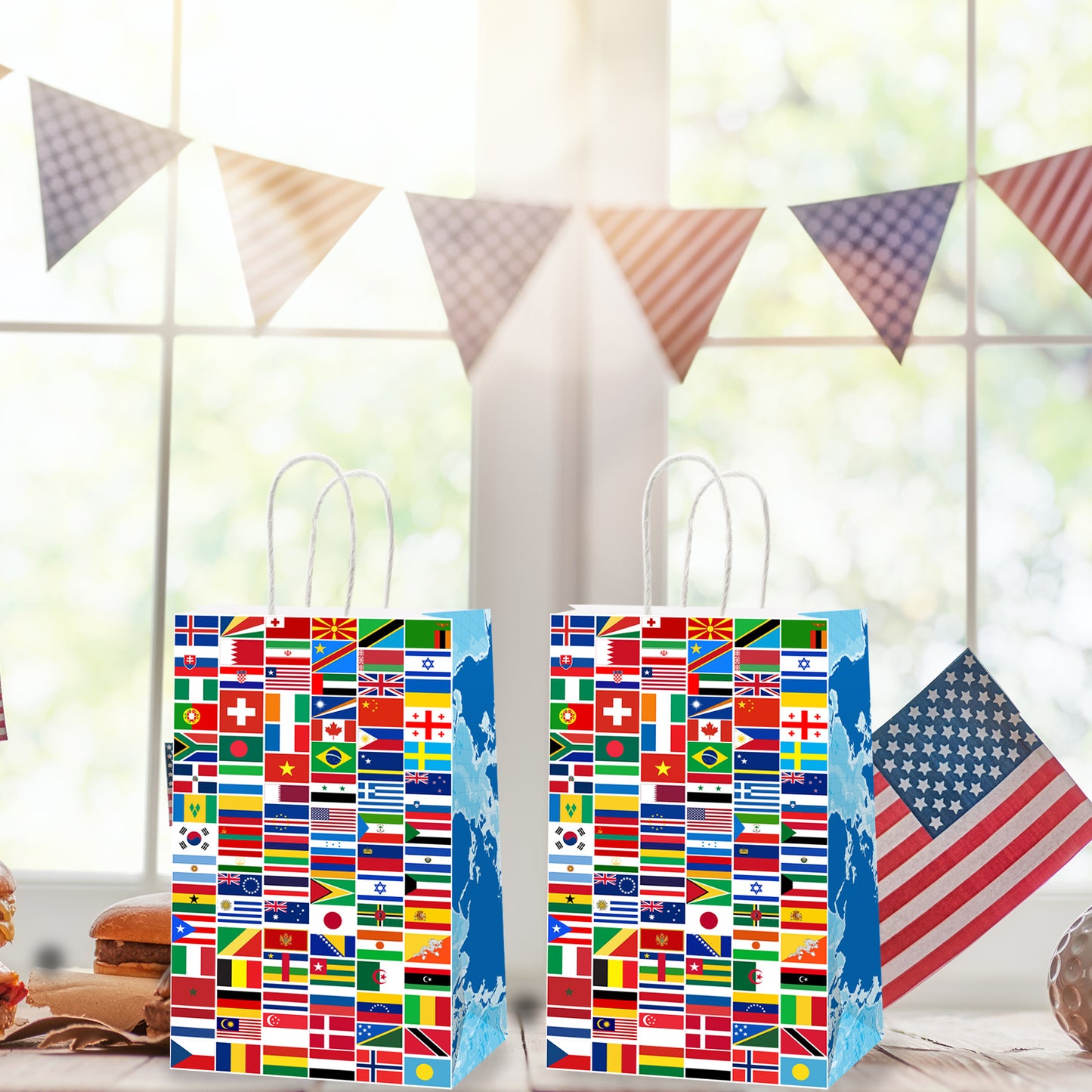 12 Pcs World Country Flags Party Supplies Bags