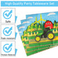 96 Pieces Green Tractor Party Tableware Set Paper Plates Napkins Forks for 24 Guests