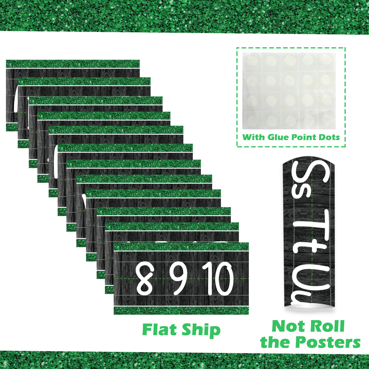 12 Pieces Alphabet Bulletin Board Strips Set Alphabet Line & Number Border Posters(Modern Farmhouse)