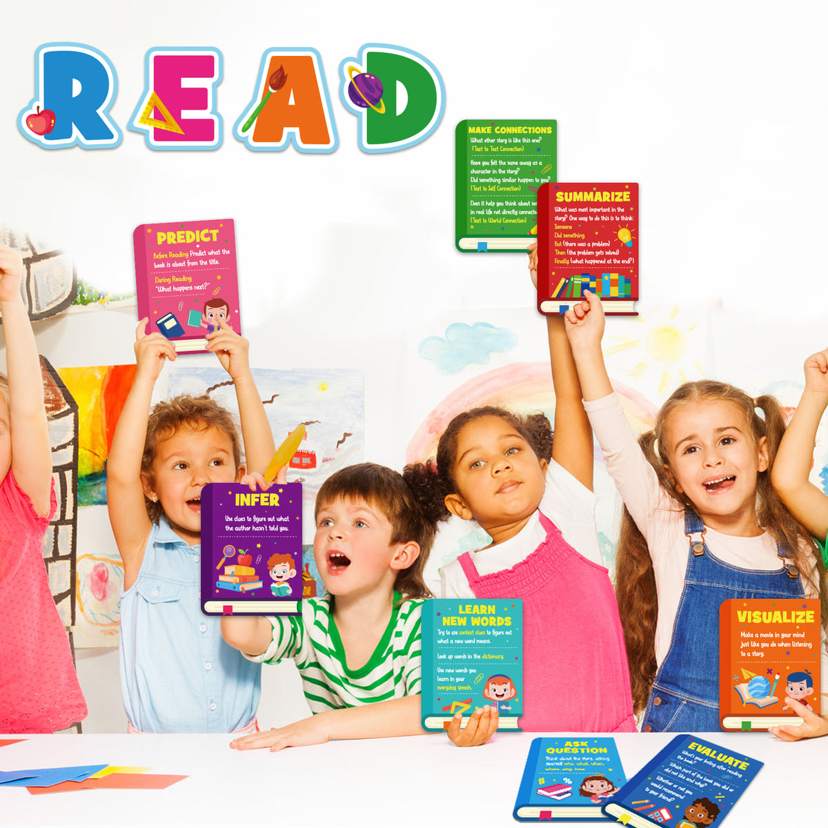 12 Pack Colorful Reading Strategy Posters Classroom Decorations Bulletin Board