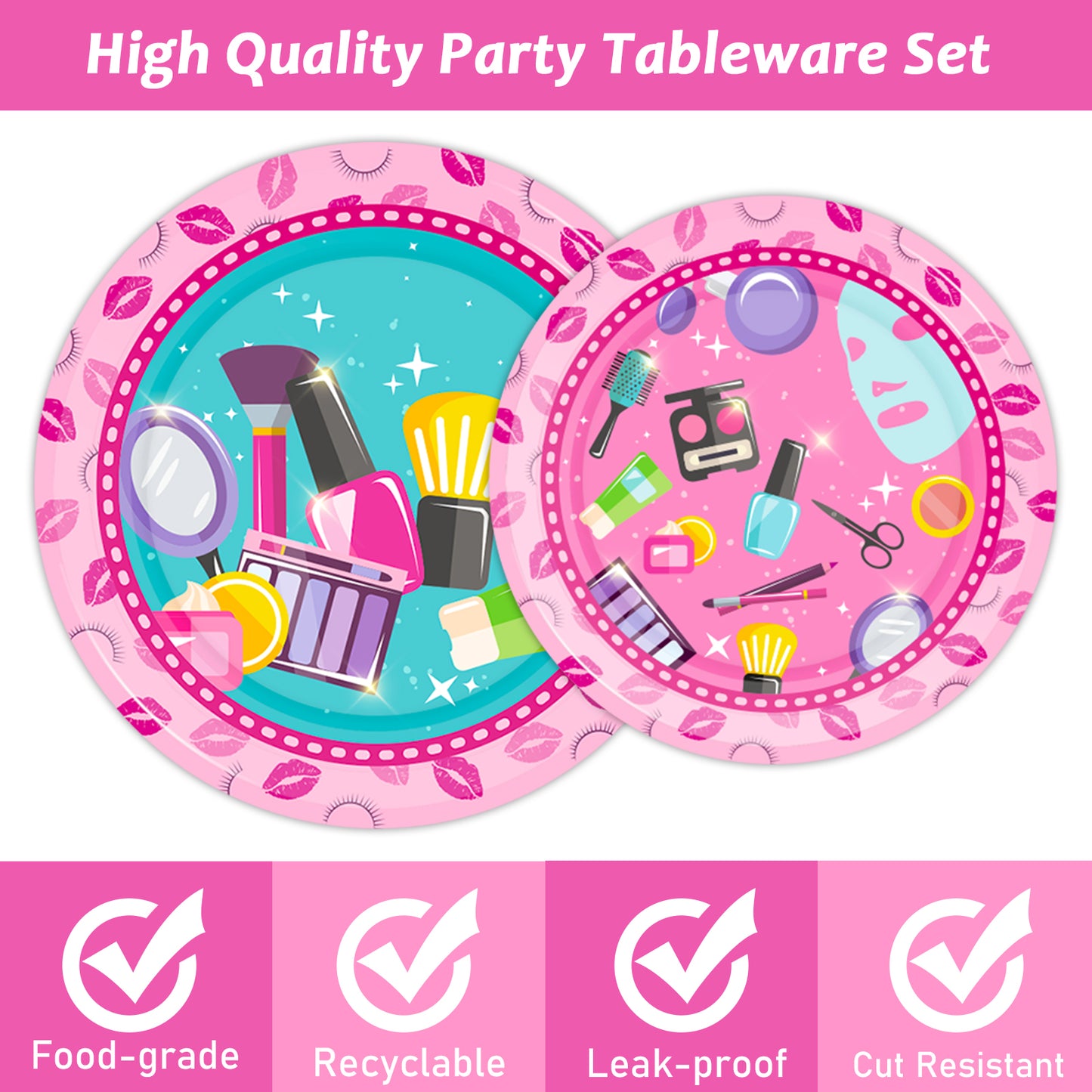 Spa Theme Party Supplies,Plates Napkins Forks Set of 96pcs