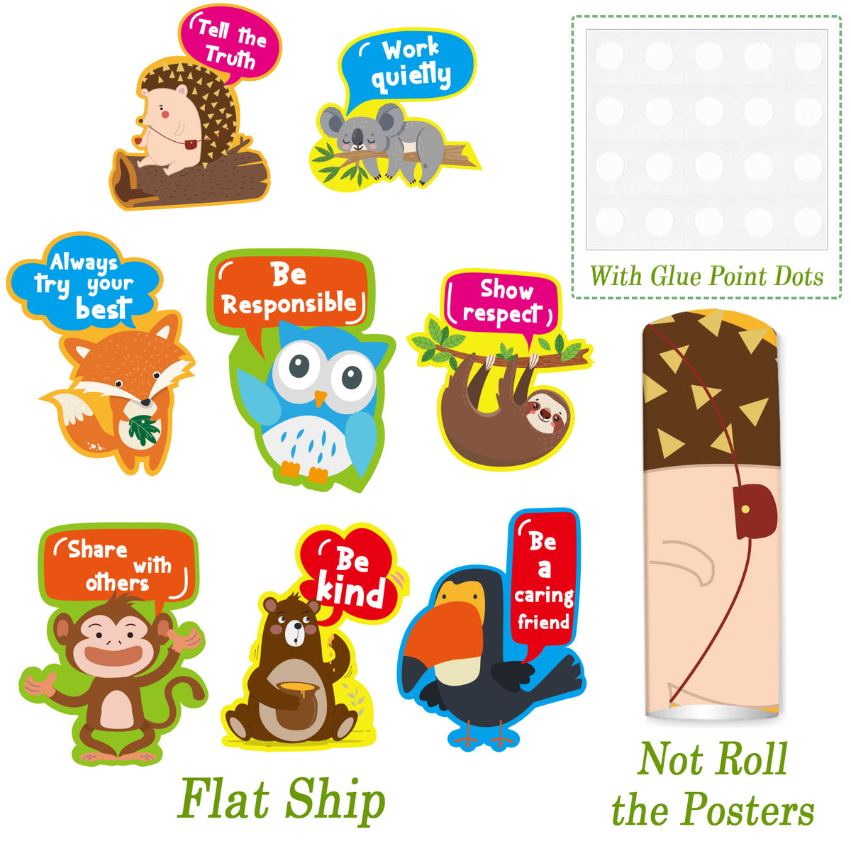 8 Pieces Woodland Animals Inspirational Positive Posters