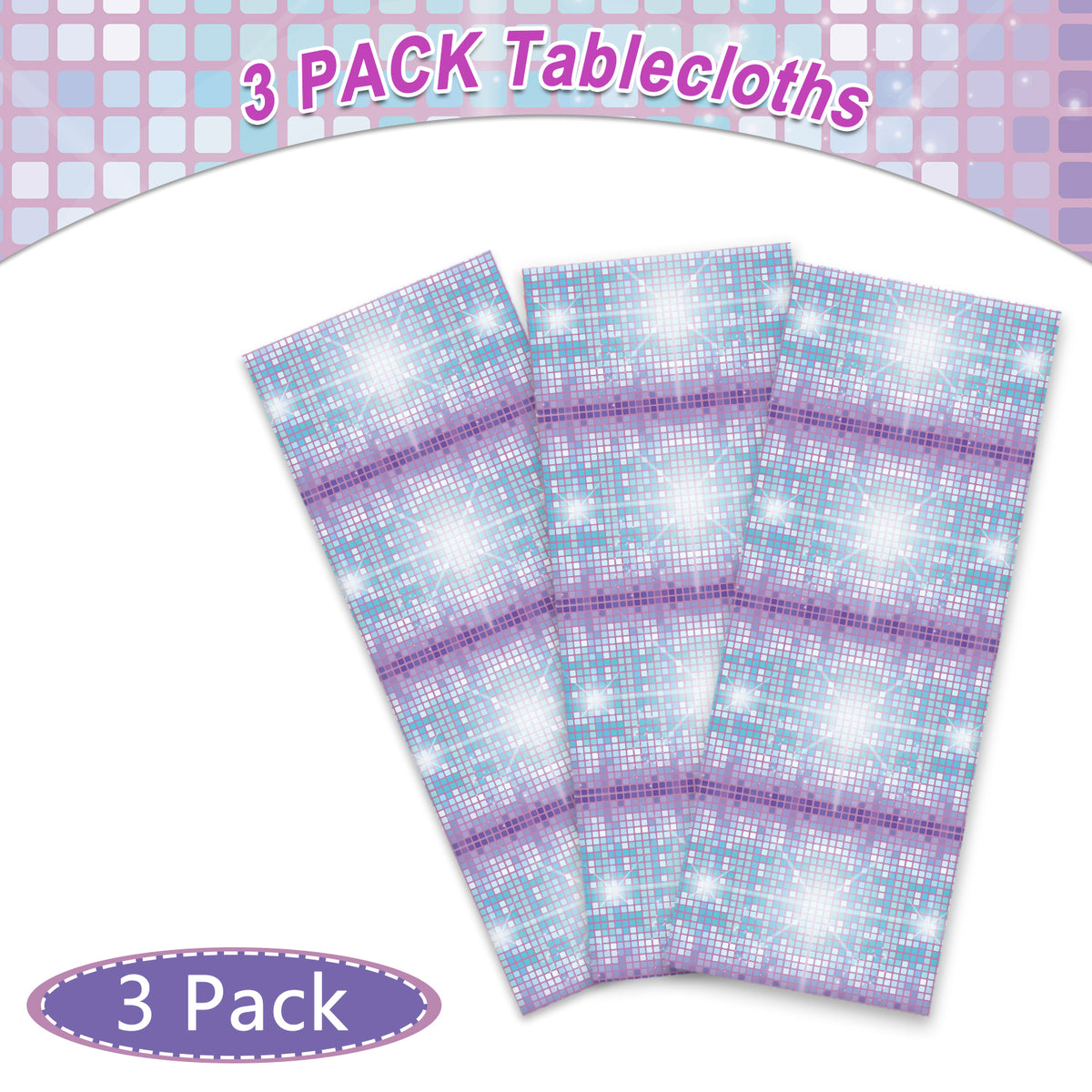 3 Pcs Disco Tablecloth 70s 80s Party Supplies