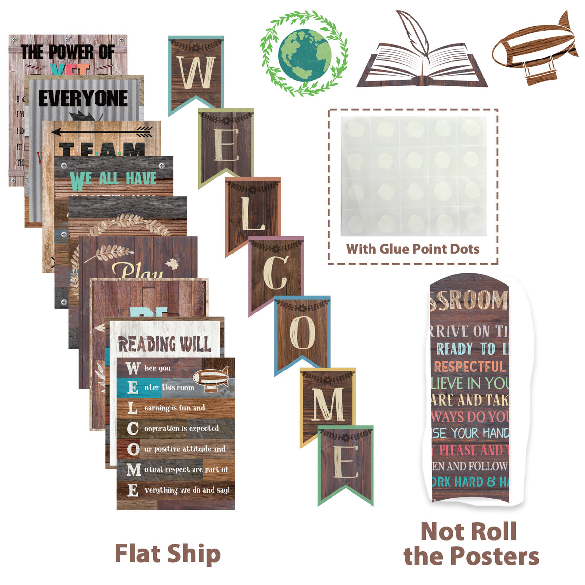 17 Pieces Home Sweet Classroom Motivational Posters Welcome Decor Signs