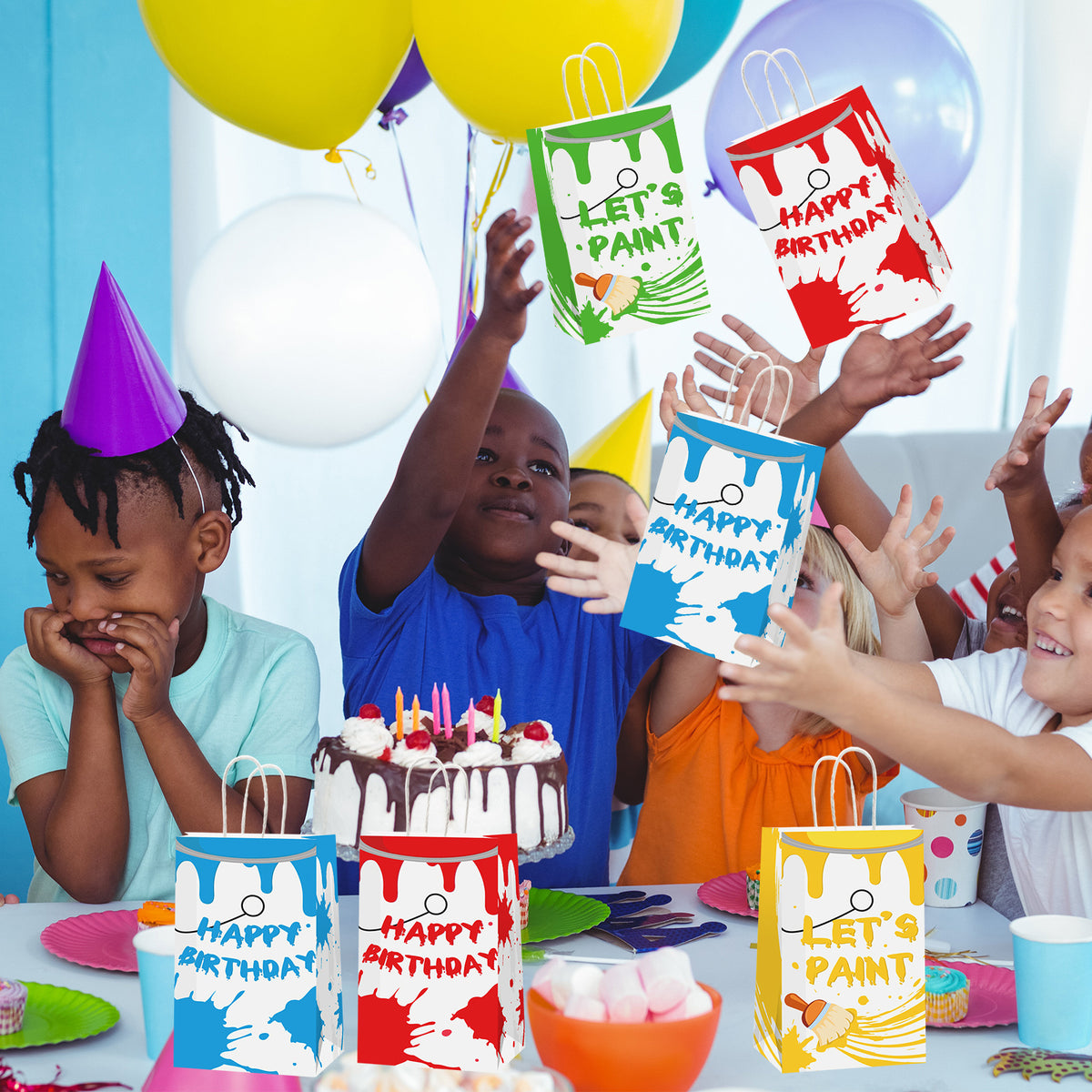 16 Pack Paint bucket Party Bag Art Party Supplies Decorations