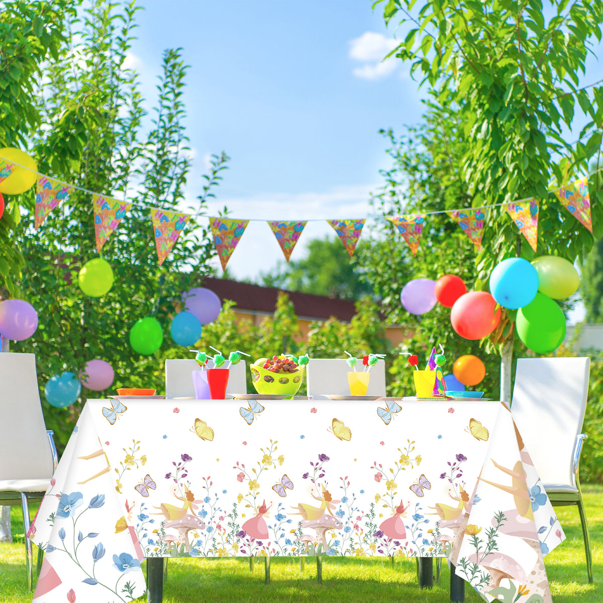 3 Pcs Fairy Tablecloth for Birthday Party 108 x 51 inch