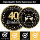 40th Birthday Theme Party Supplies,Plates Napkins Forks Set of 96pcs