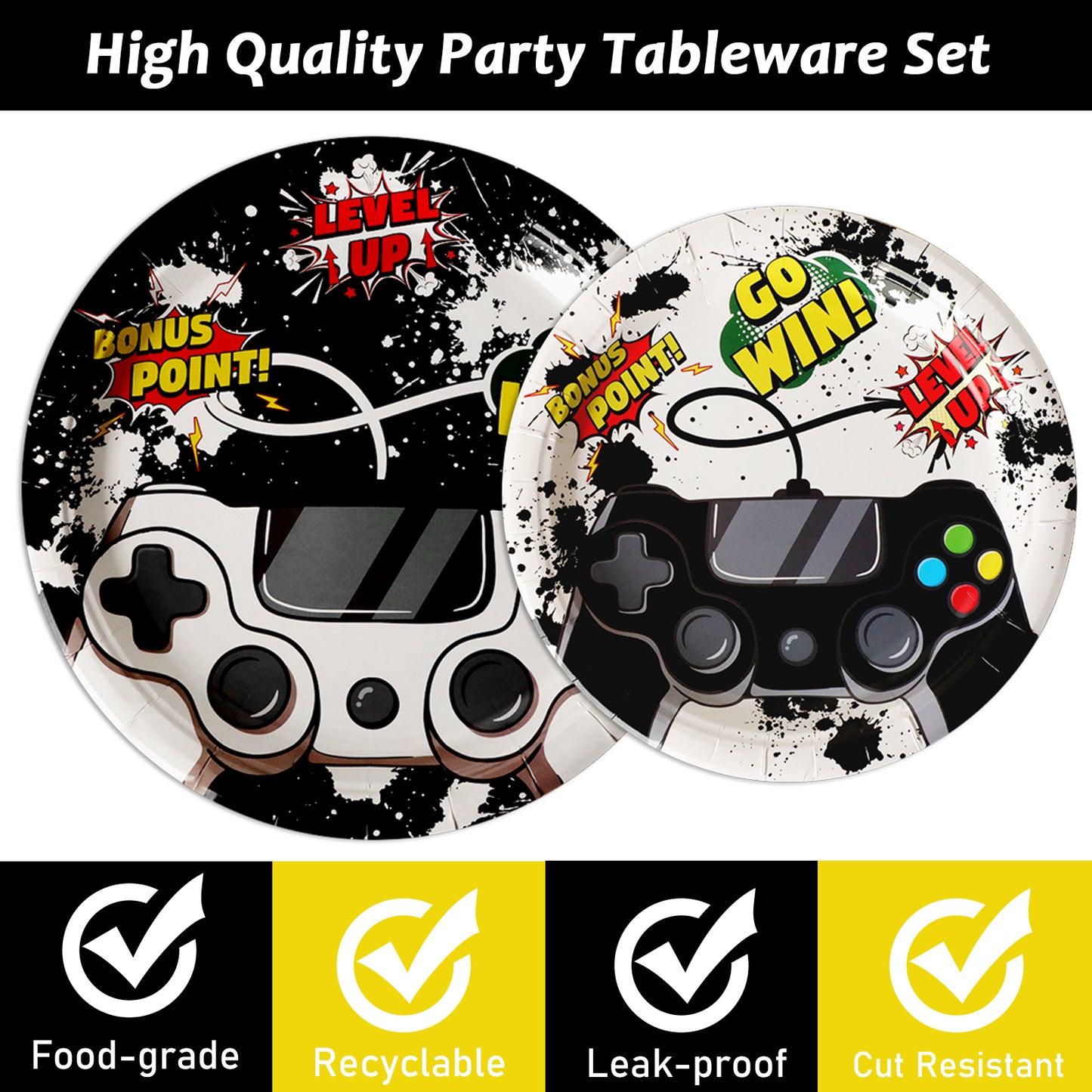 96 Pcs Video Game Party Tableware Set Paper Plate Napkin Fork 24 Guests