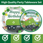 96 Pieces Garbage Truck Party Tableware Set Paper Plates Napkins Forks for 24 Guests