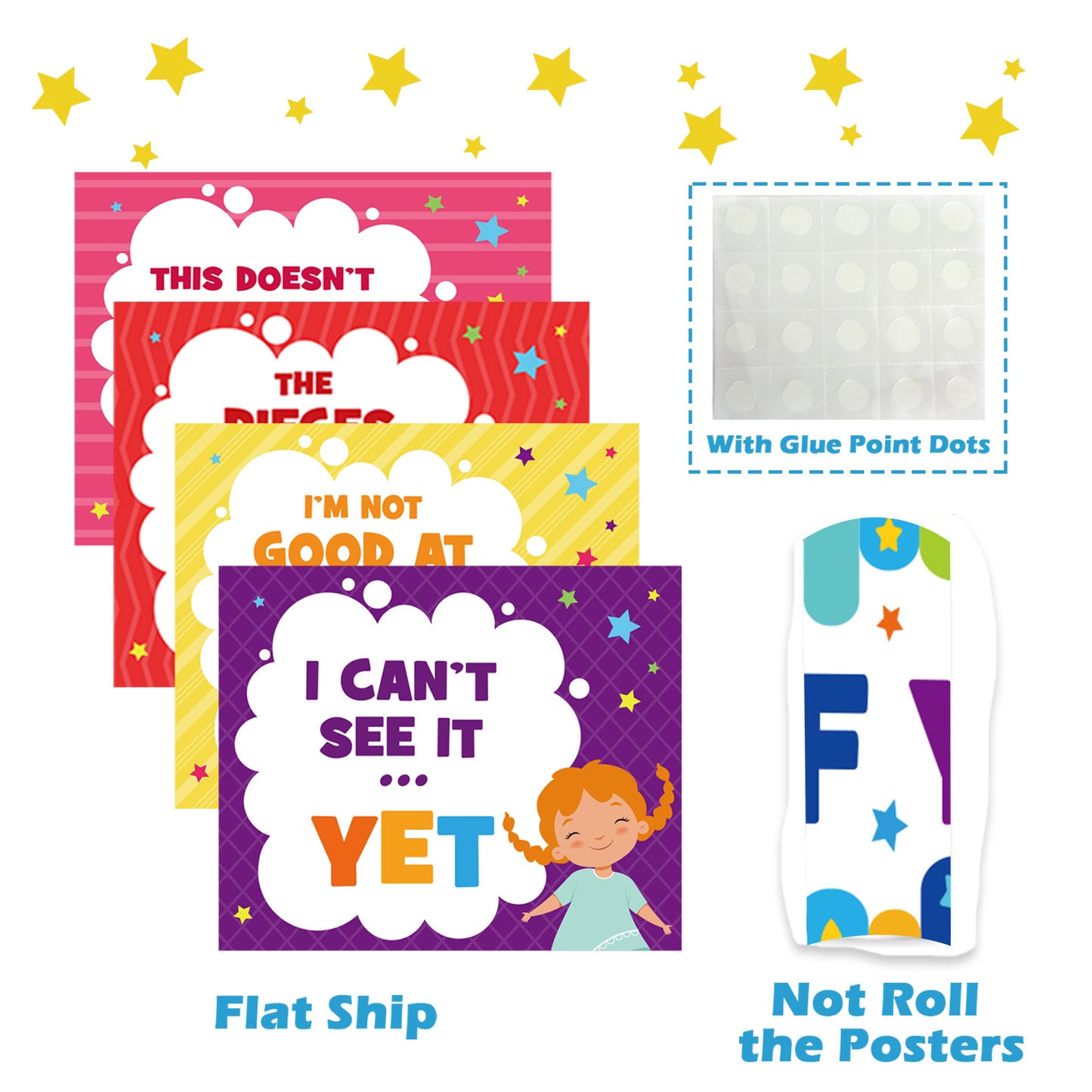 Growth Mindset Posters The Power of Yet Classroom Bulletin Board Banner
