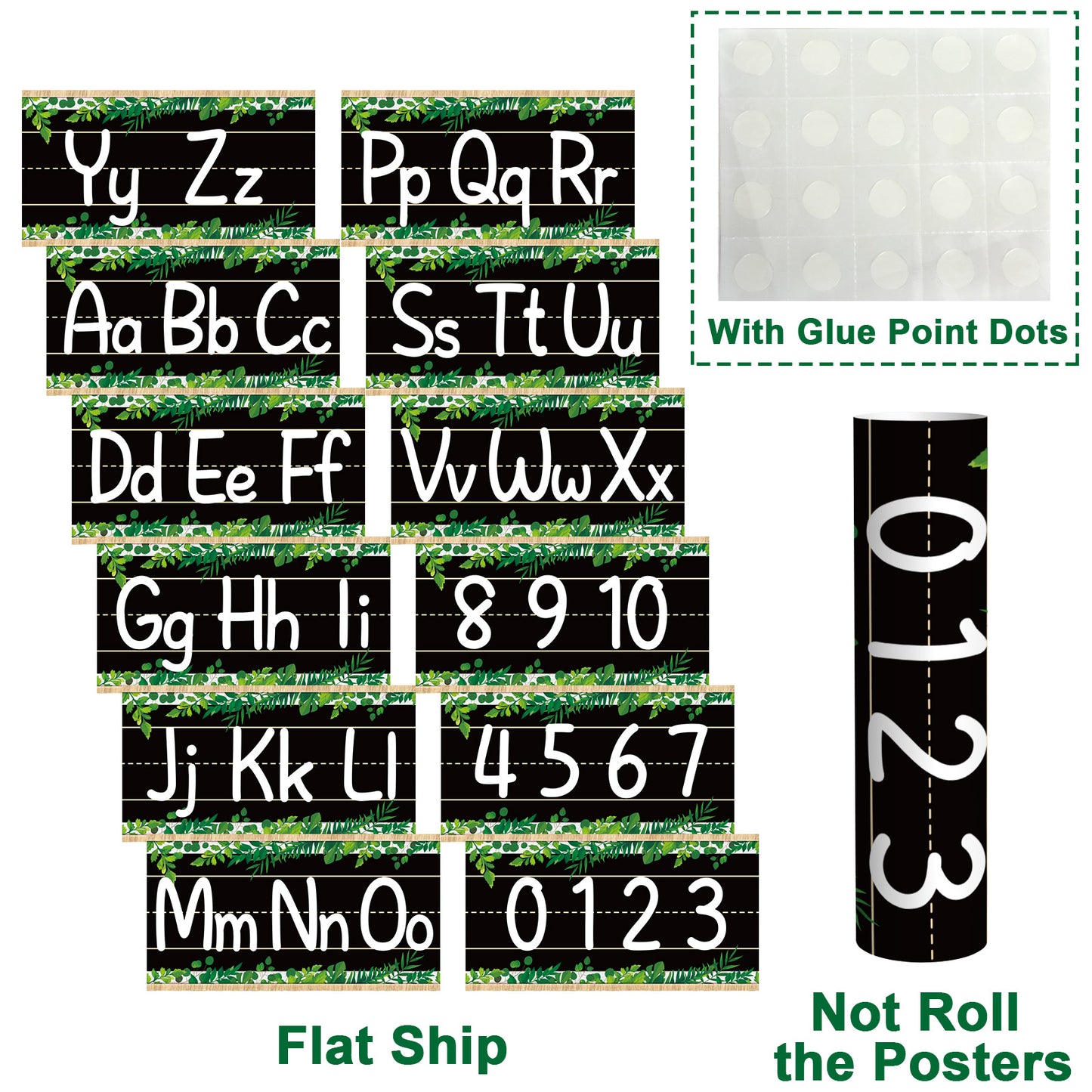 12 Pieces Alphabet Bulletin Board Strips Set Alphabet & Number Border(Simply Boho)