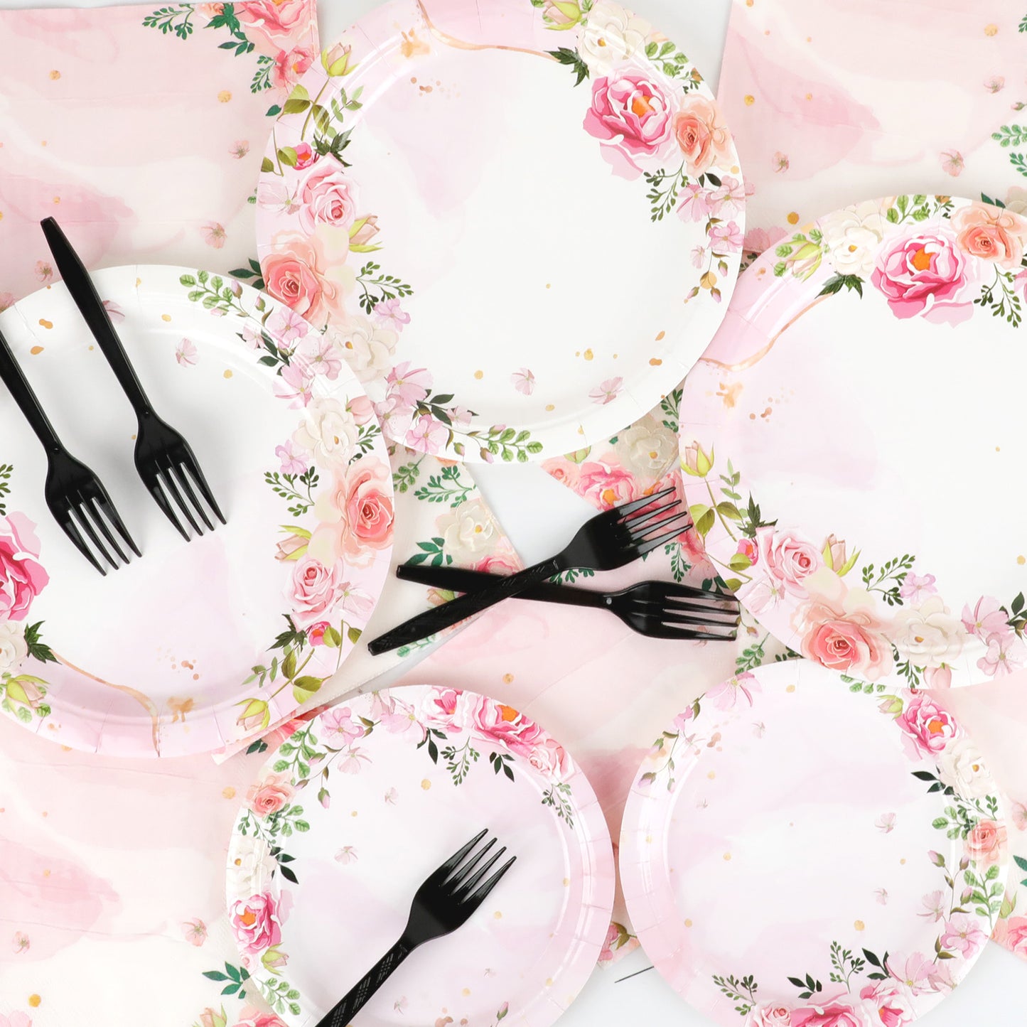 Disposable Floral Party Dessert Plates,Set of 24