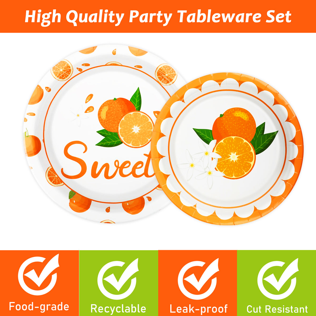 96 Pcs Little Cutie Party Tableware Set Supplies for 24 Guests