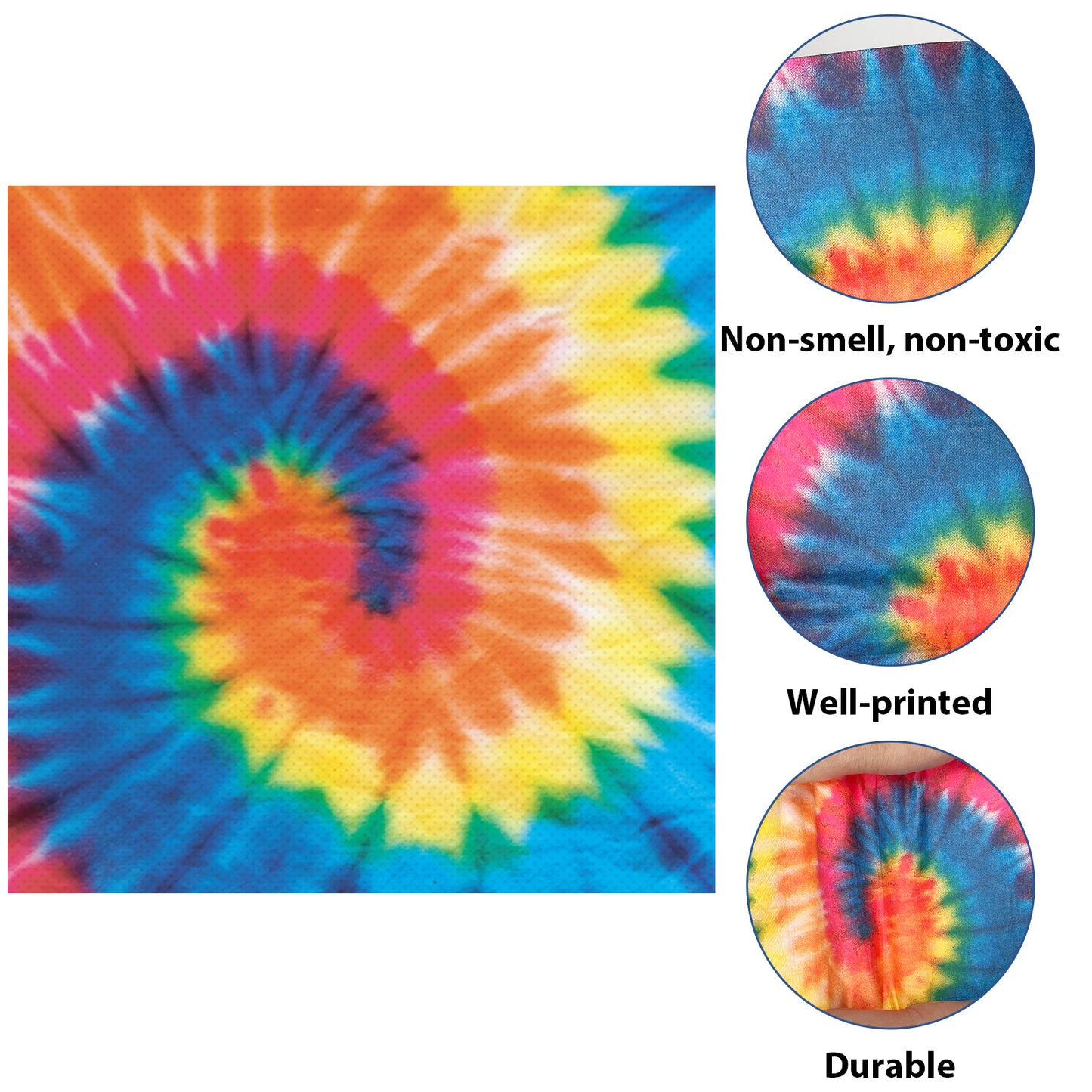 Tie Dye Napkins - art or Tie Dye party Supplies - 50 counts