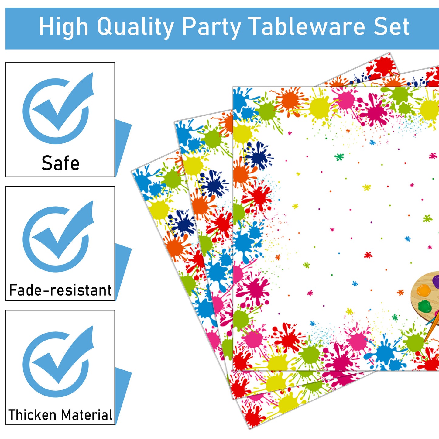 96 Pcs ART paint Party Tableware Decoration Supplies for 24 Guests