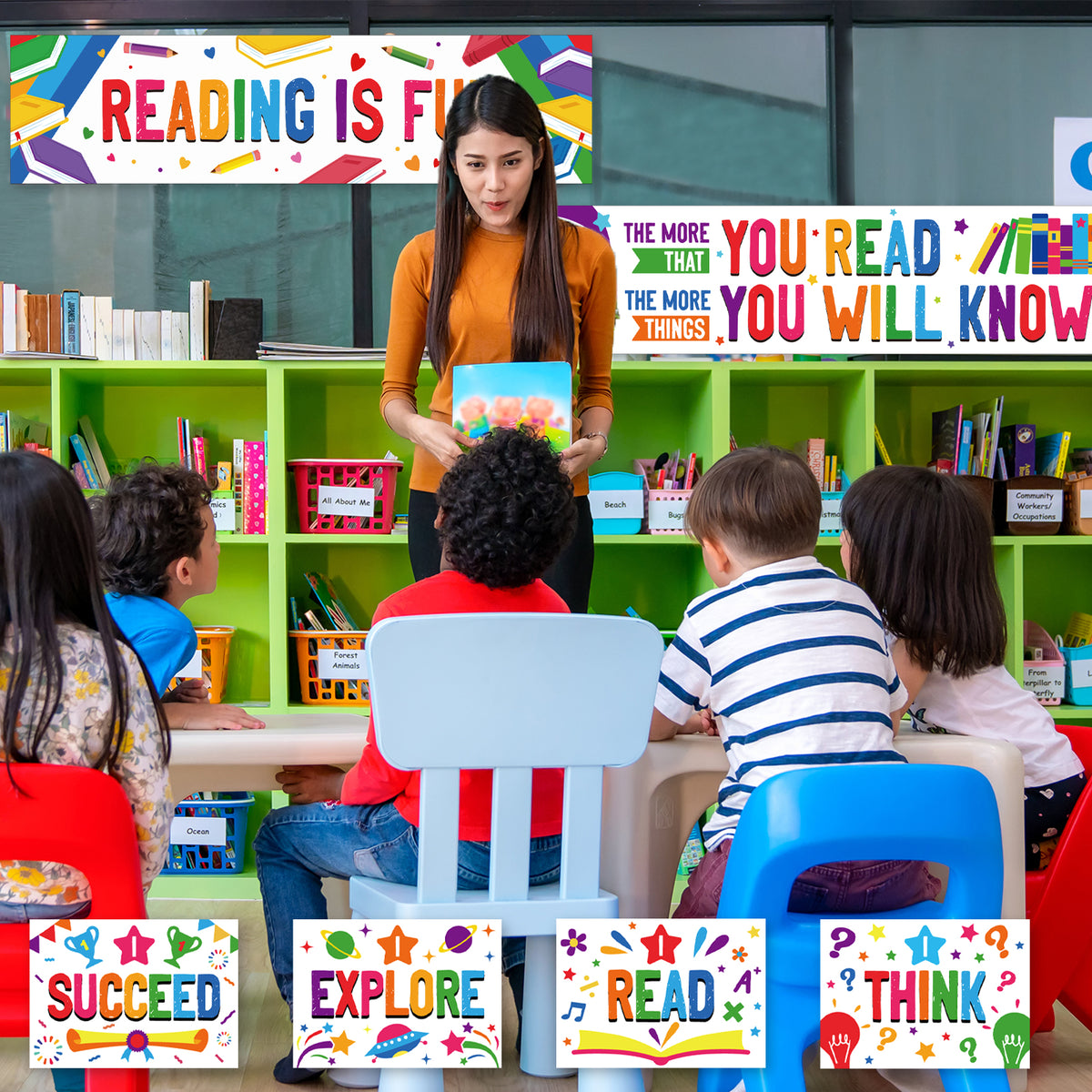 Reading Banner and Poster Set Classroom Decorations