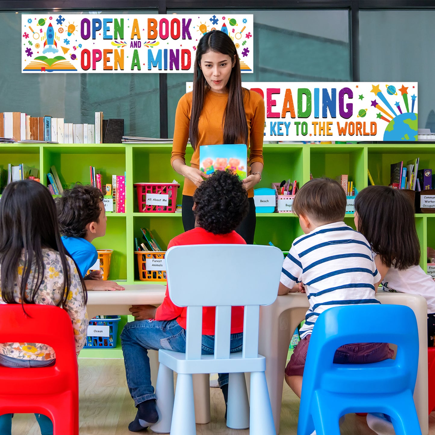 Classroom Decorations Reading Banner Open a Book & Open a Mind