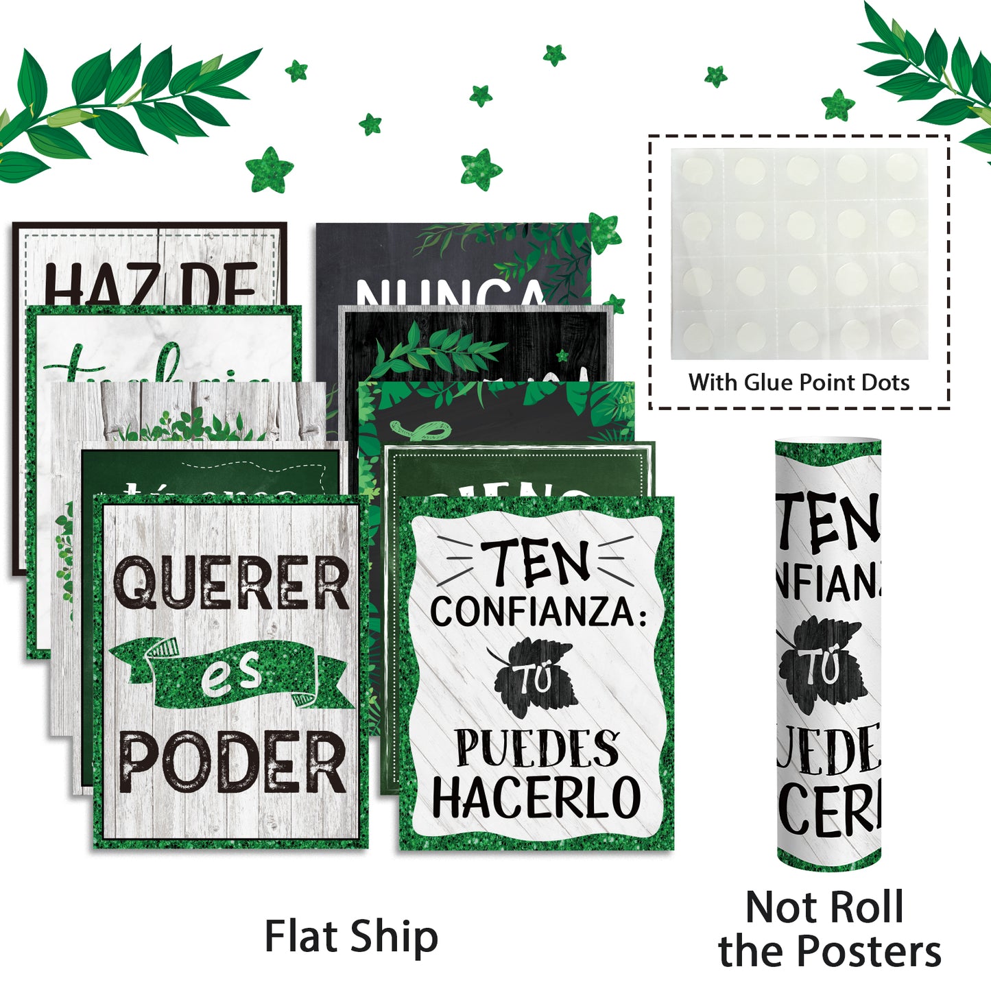 21 Pack Spanish Bienvenidos Inspirational Posters Spanish Classroom Decorations - Farmhouse