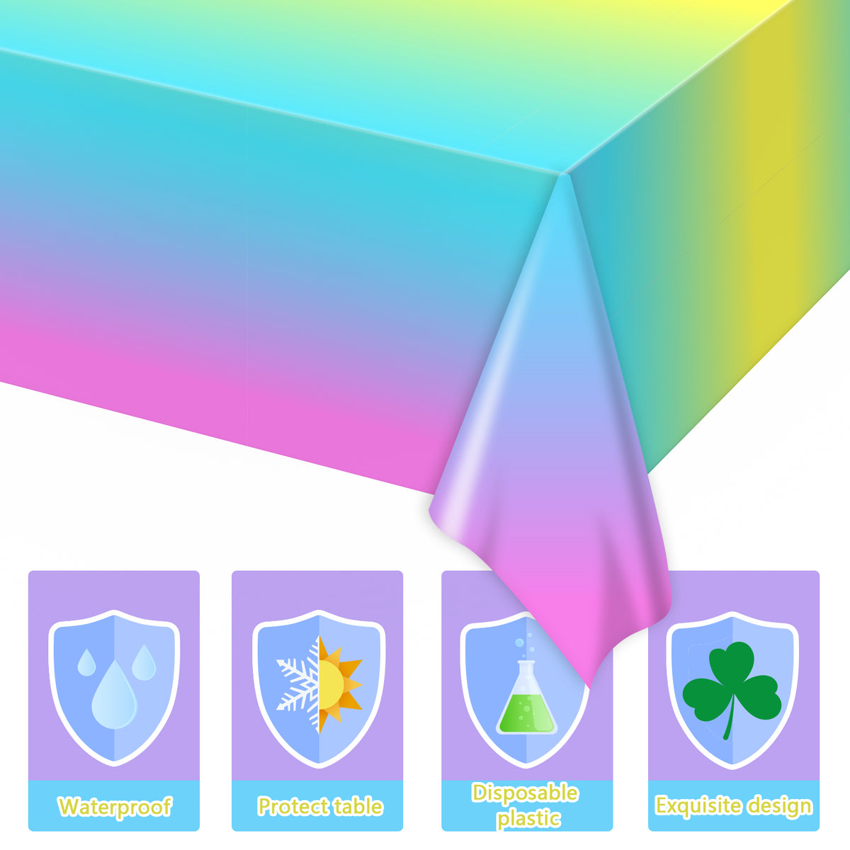 Ombre Party Plastic Tablecloth,Set of 3