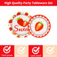 96 Pcs Strawberry Party Tableware Set Supplies for 24 Guests