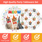 Kitten Theme Party Supplies,Plates Napkins Forks Set of 96pcs