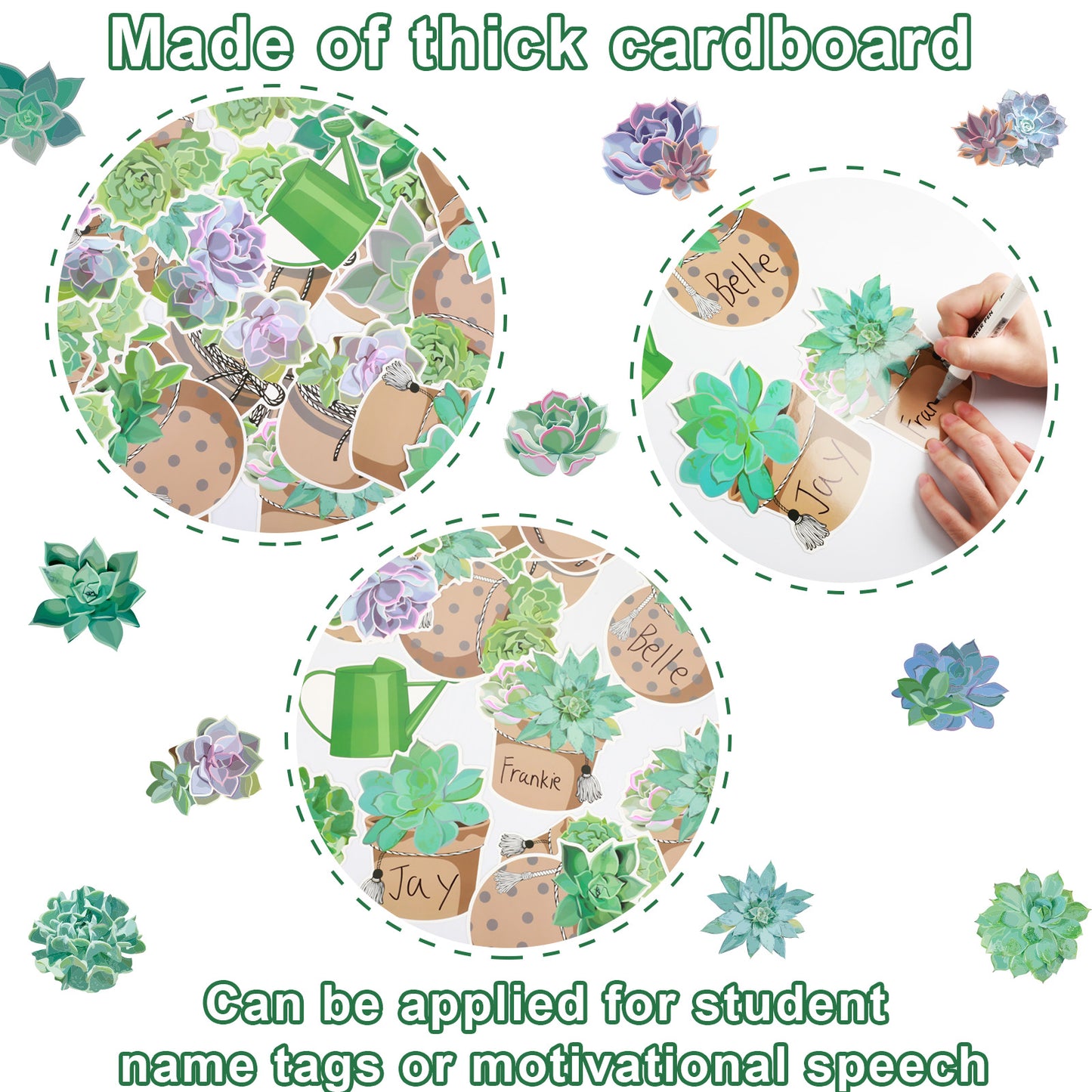 71 Pieces Succulents Bulletin Board Set Cutouts Banner Border Trims Classroom Decor-When We Learn We Grow