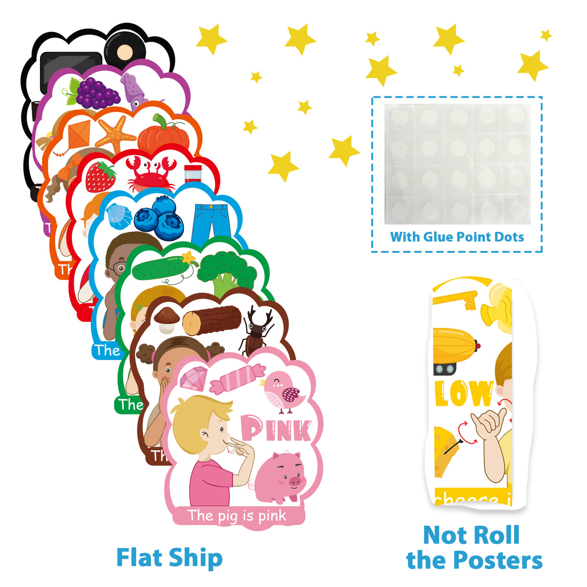 9 Pieces ASL Colour Posters Color Bulletin Board Set