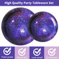 Galaxy Space Theme Party Supplies,Plates Napkins Forks Set of 96pcs