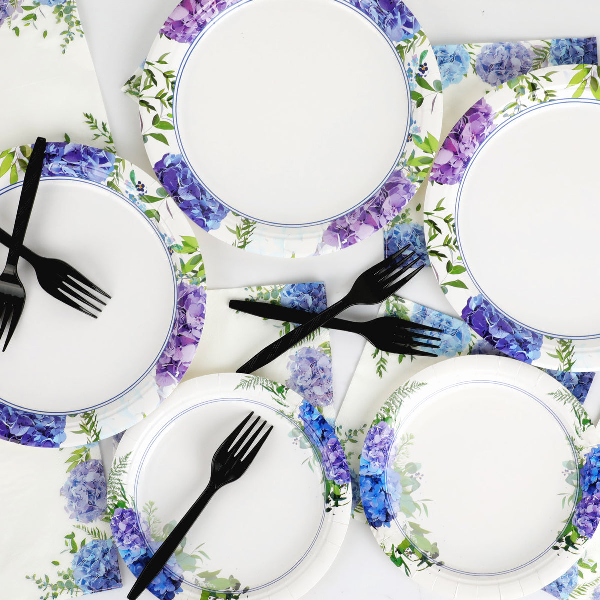 Disposable Hydrangea Party Dessert Plates,Set of 48