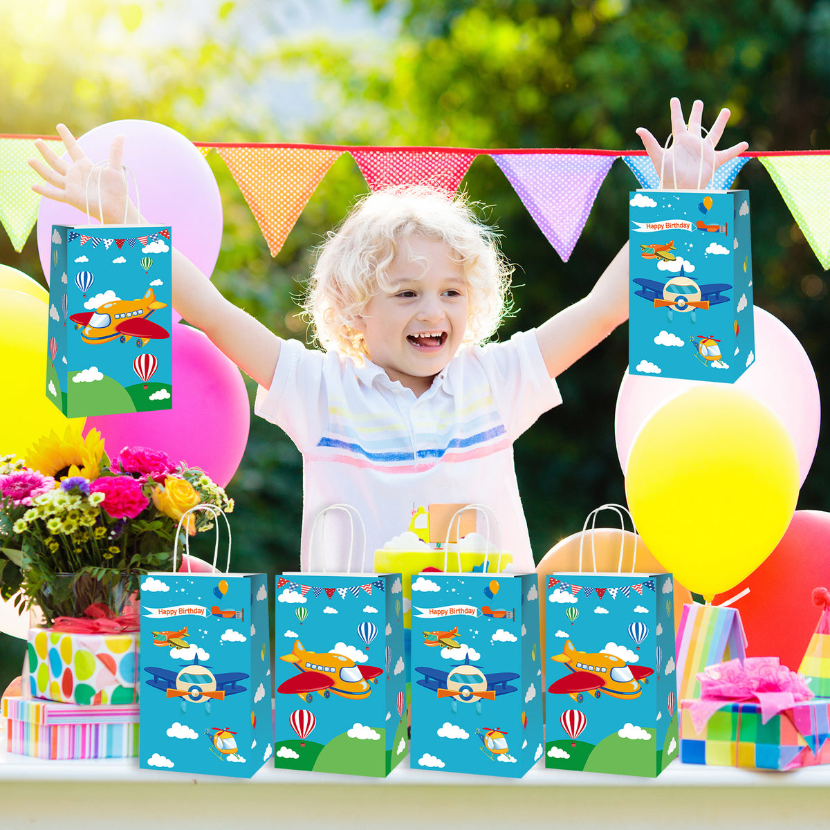 12Pcs Airplane Party Candy Favor Bags Supplies Decorations