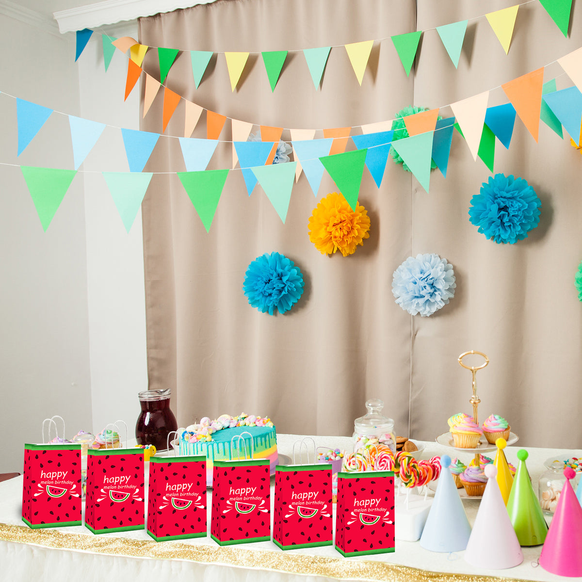 12 Pieces Watermelon Party Favor Bags Supplies