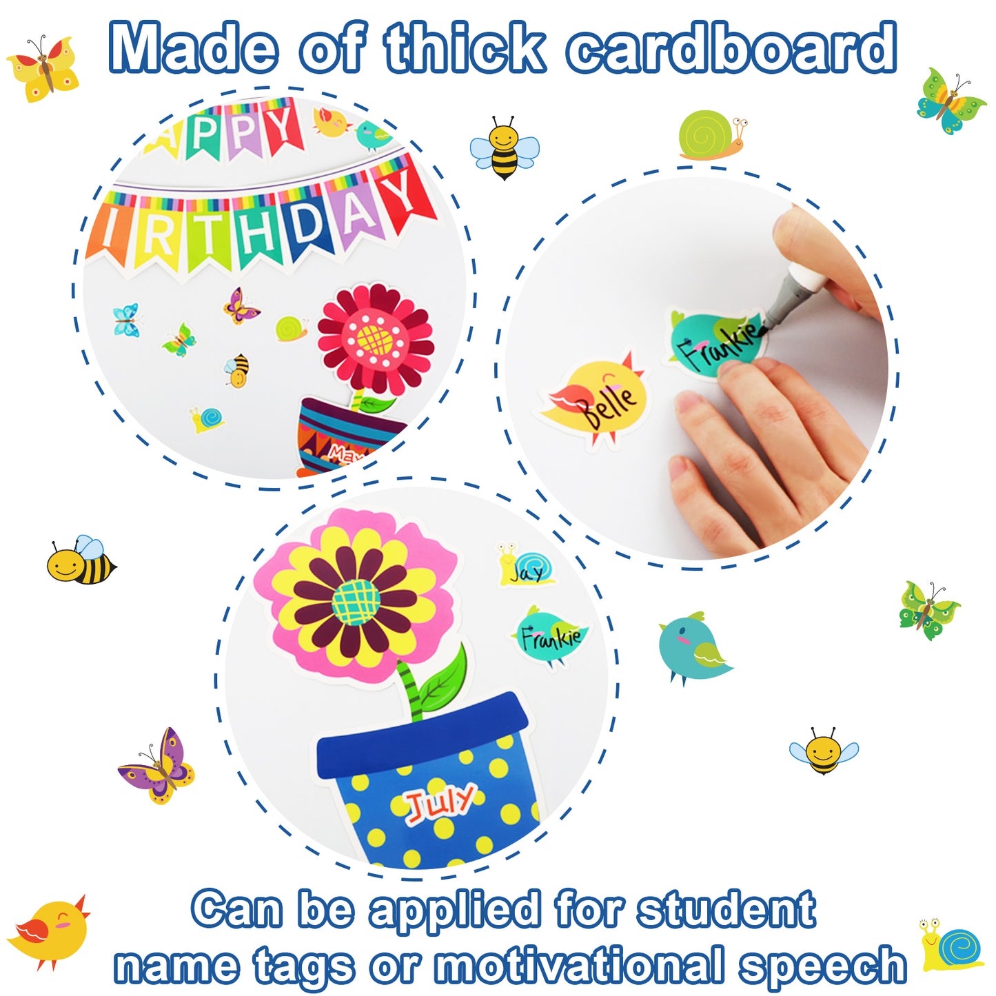 74 Pieces Flowers Butterfly Happy Birthday Bulletin Board Set