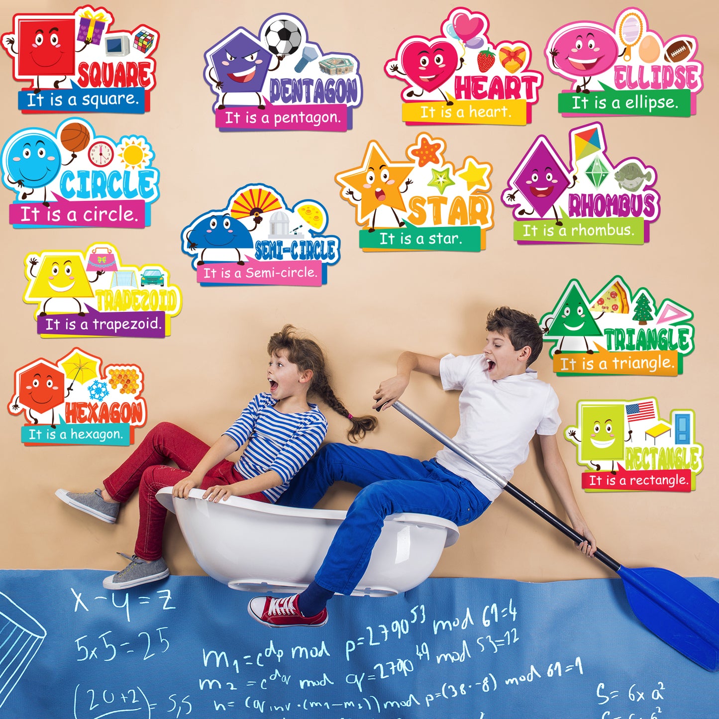13 Pieces Shape Bulletin Board Set Shapes Education Posters